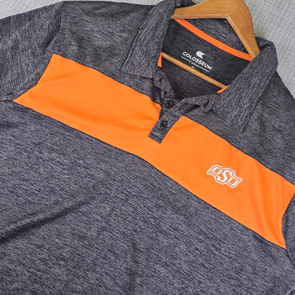Oklahoma State Cowboys Polo Shirt Mens XL OSU Embroidery Gray Orange Colosseum